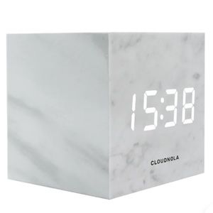 Block Clock Cube Alarm Clock Marble White Gray Cloudnola Bedroom College Dorm